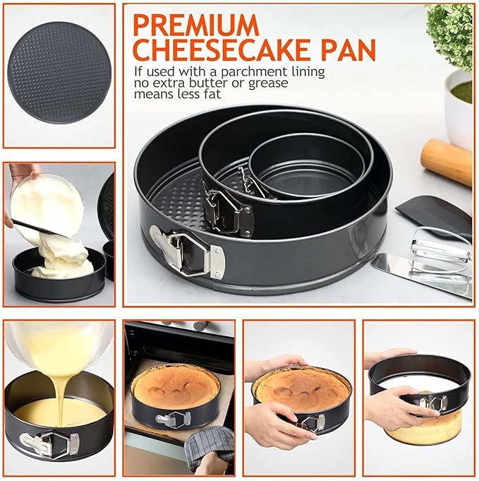 Cake Pan Set, Round Cheesecake Pan, Nonstick Cake Pan with Removable Bottom for Cheesecakes, Yogurt Cakes, Mousse, Coffee Cakes (22/24/26)