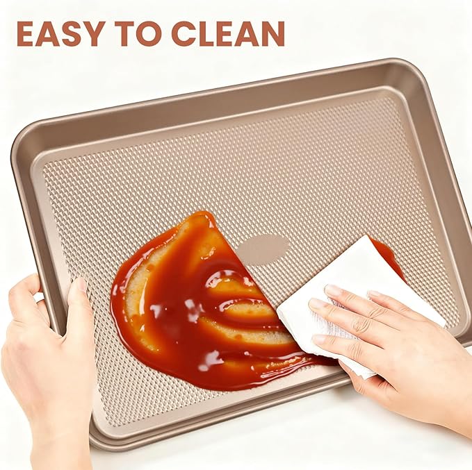 Baking Sheet with Wire Rack Set, 2 Sheet Pans(17.5'' X 11.8'') with 2 Cooling Racks, Thickened Nonstick Cookie Sheet for Baking, Carbon Steel Baking Pan