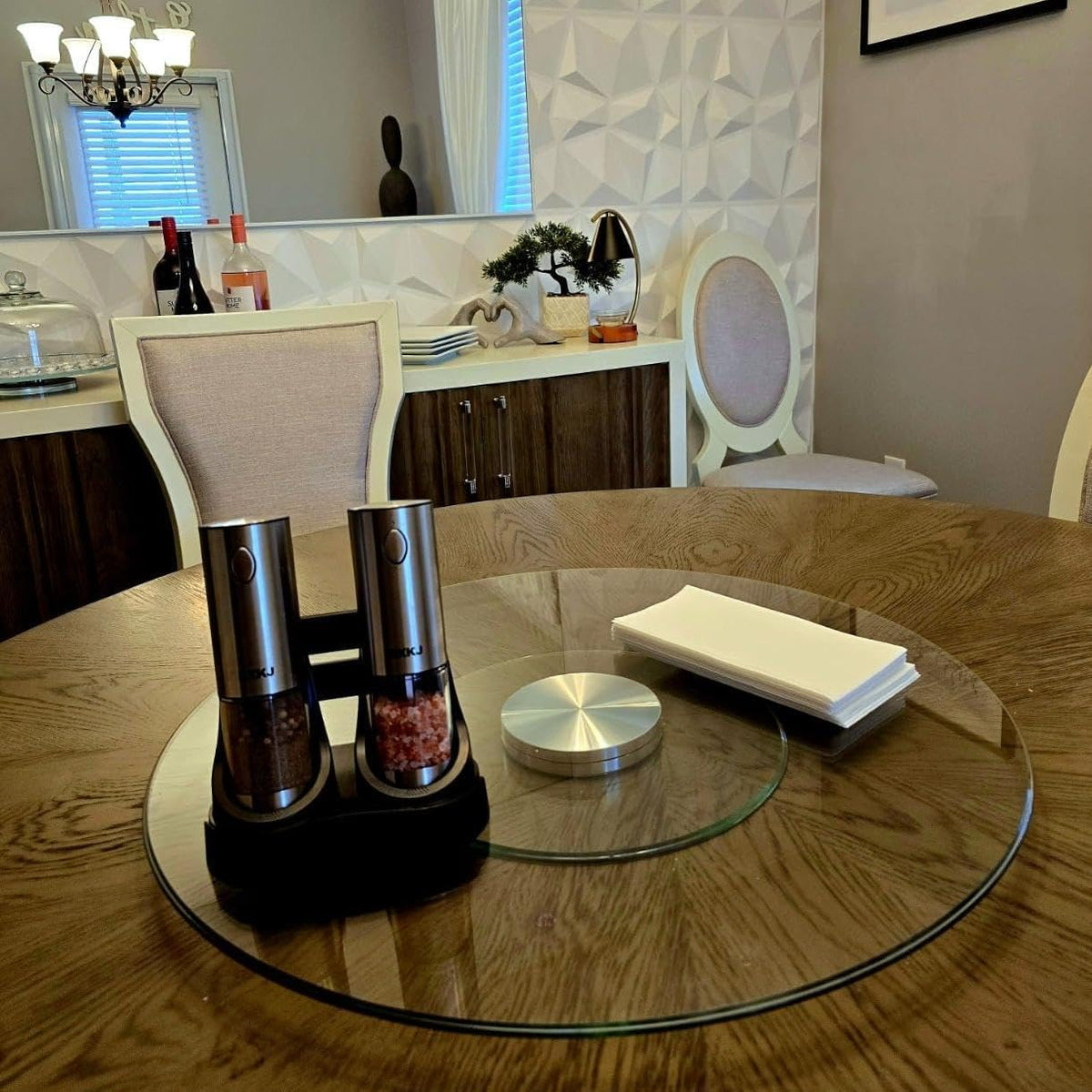 40" Heavy-Duty Lazy Susan Turntable - 1/3" Extra-Thick Tempered Glass - Silent 360° Spin for Dining Table & Kitchen