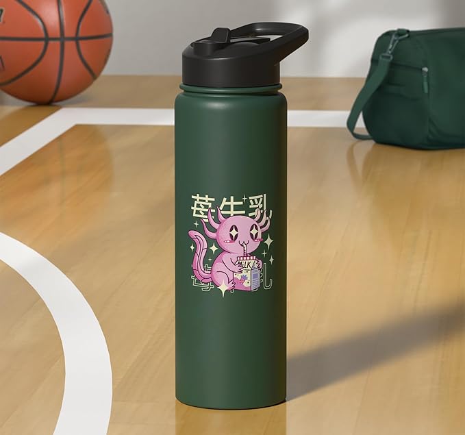 Cute Sea Creature Drinking Milk Japanese Art Kawaii Stainless Steel Insulated Water Bottle