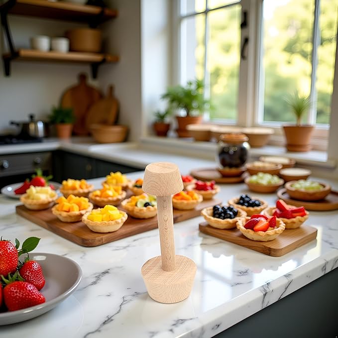 Tart Tamper Pastry Tamper Double Side Wooden Egg Tart Tamper Mold DIY Cake Pastry Pusher for Kitchen Party Baking Tools Tart Tamper, Pie, Tart and Quiche Pans,Tart Pans