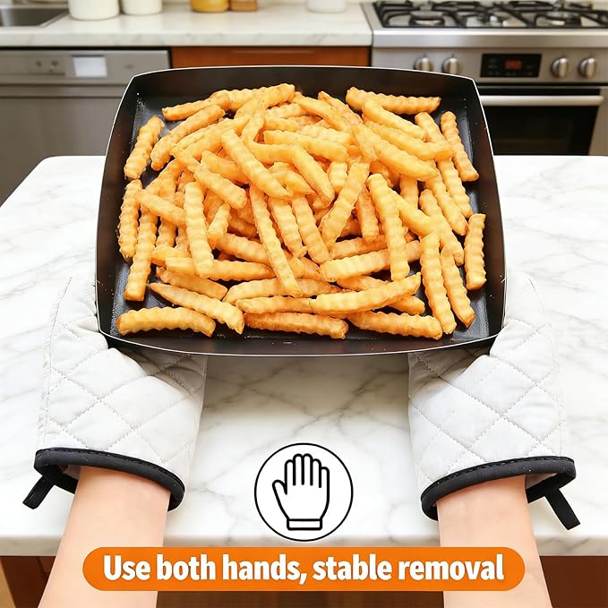Professional-Grade 4-Pack PTFE Solid Oven Baskets, 11x11x1 Inch Non-Stick Solid Oven Trays for Commercial Kitchens & High-Volume Cooking