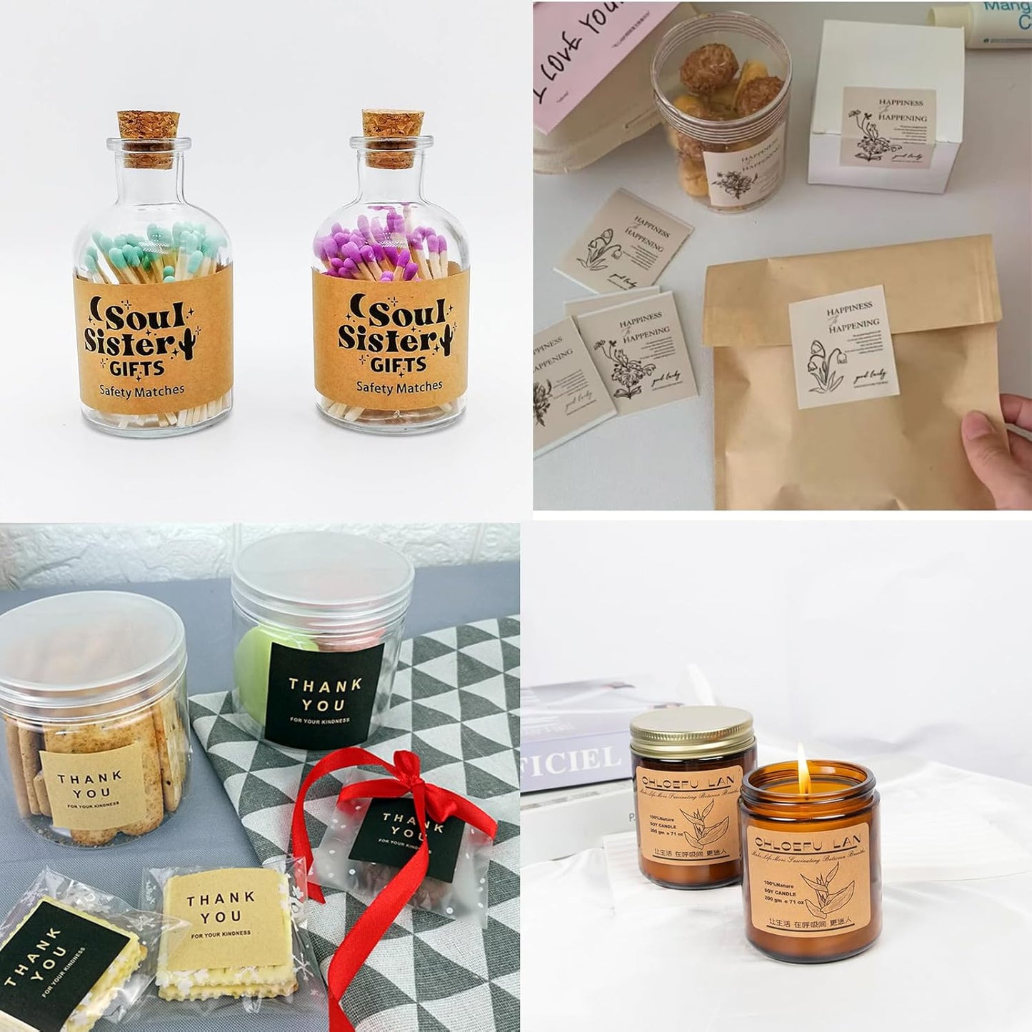 Custom Stickers Personalized Square Kraft Paper Sticker Customizable Floral Wreath Labels, Stickers for Mason Jars, Wedding Favors, Gift Tags, Party Packaging (Style 6)