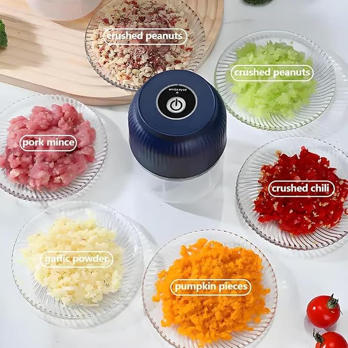 Household Electric Garlic Crusher, Rechargeable Mini Food Chopper with Stainless Steel Blades,One-Touch Portable Electric Garlic Mincer for Onion Ginger Chili,Small Food Processor for Kitchen (White)