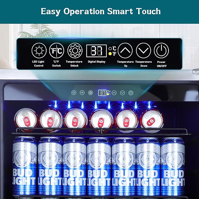 ORYMUSE 24" Outdoor Beverage Cooler Fridge - Undercounter Refrigerator, Stainless Steel Seamless Door - Holds 180 Cans, Powerful Cooling Compressor - Patio Kitchen, Commercial Use