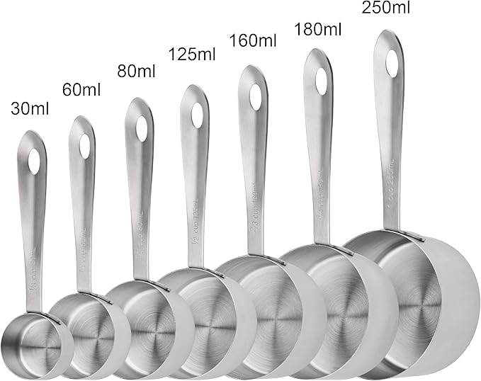 Measuring Cups and Spoons Set of 19, 7 Stainless Steel Stackable Measuring Cups, 9 Measuring Spoons, Metal Measuring Spoons and Cups for Dry or Wet Ingredients During Kitchen & Baking