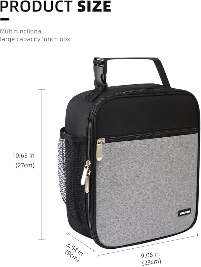 Lovoeo Lunch box Lunch bag for men women Insulated Lunchbox Lunch bags for Work Picnic Travel (Thicken grey)