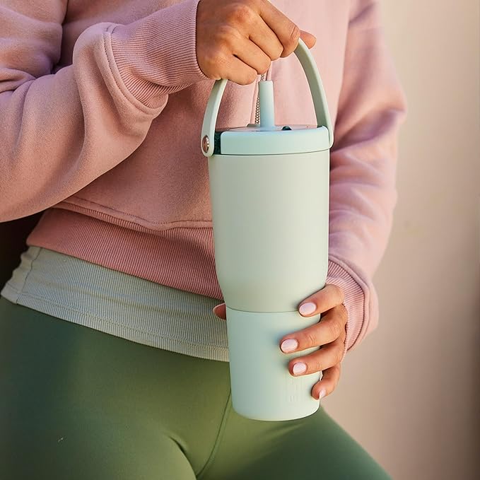BrüMate Resa 35oz 100% Leakproof Travel Tumbler w/Handle & Straw | Flexible SoftSip Straw | Silicone Sleeve for Durability | Stainless Steel | Cup Holder & Travel Friendly Water Bottle (Lilac Dusk)