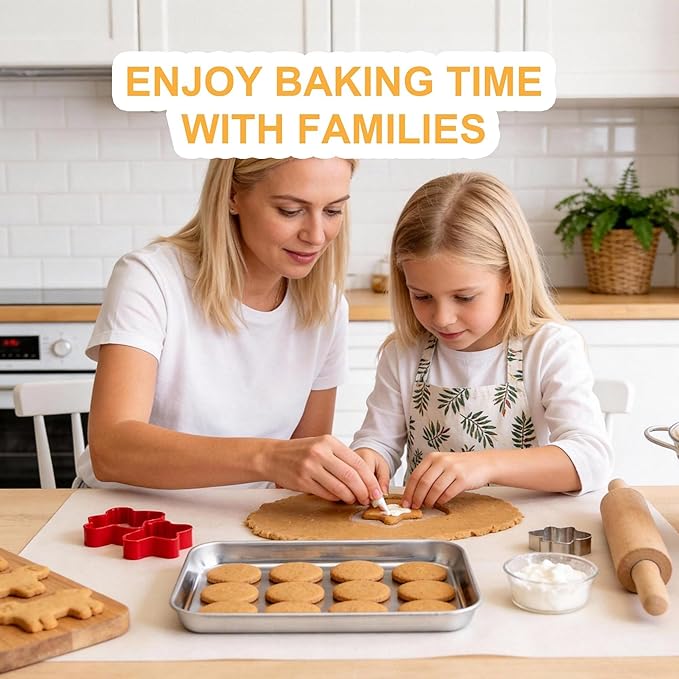 Onader Baking Sheet Pan Tray, Stainless Steel Small Baking Cookie Sheets, 9 x 7 Inch Mini Toaster Oven Trays, Food-Grade Durable Mirror Finish & Dishwasher Safe, 1-Pack