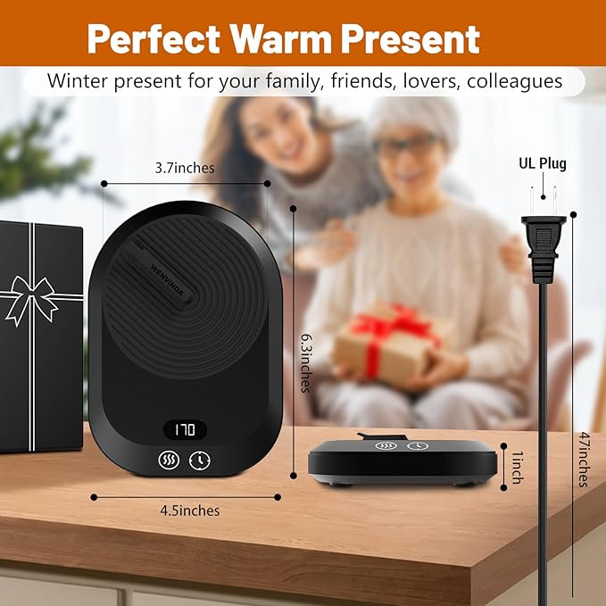 Mug Warmer, Coffee Warmer for Desk Auto Shut Off, Coffee Mug Warmer with 3 Temperature Settings, Coffee Warmer with Anti-Scalding Silicone, Mug Warmer for Desk with Digital Display, Coffee Gifts