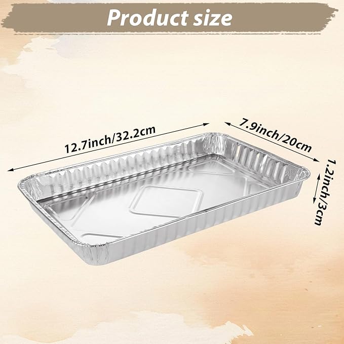 CYEAH 50 Pcs Cookie Sheets for Baking, 12.6 x 8 in Aluminum Foil Pans Durable Nonstick Aluminum Foil Trays, Disposable Aluminumm Foil Grill Topper Pan for BBQ, Outdoor Cooking and Camping