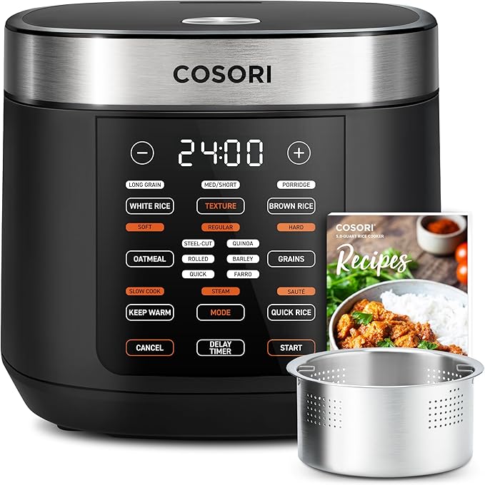COSORI Dual Basket 9 Qt Air Fryer and 10 Cup Rice Cooker with Steamer, Sauté, Slow Cooker