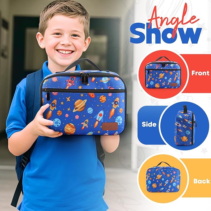 Lunch Box Kids, Lunch Bags for Women Men, Insulated Cooler Reusable Cute Lunch Containers for Boy & Girls, Adults Leak Proof Large Lunch Tote Bags for School, Work, Travel, Picnic Outdoor and Beach