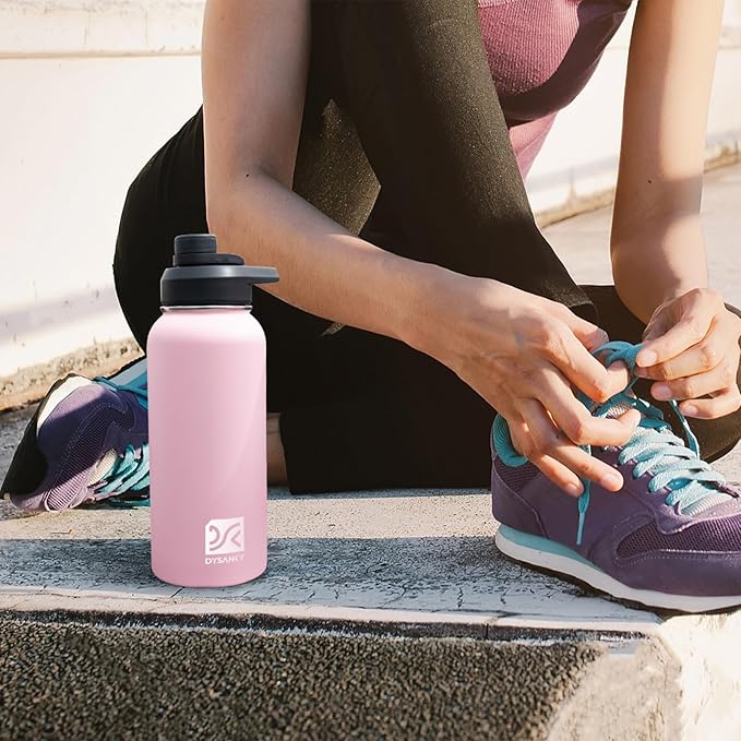 DYSANKY 32 oz Insulated Water Bottle | Thickened Stainless Steel Vacuum Metal | Portable Sports Water Jug for Gym and Hiking with Straw, Carrier Bag, Handle Strap | BPA-Free 32 oz