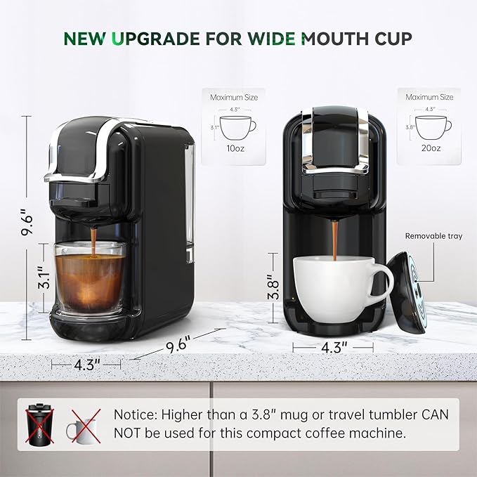 Multi-Capsule Coffee Maker, Hot/Cold Coffee Maker, Milk, ESE Pod Ground Coffee, Cafeteria, 19 Bar, 5 in 1 (Color : H2B M1A Tray WH, Size : CHINA_EU)