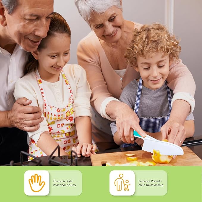 Knives for Kids, 6-Piece Kitchen Cooking and Baking Knife Set, Children's Knives for Real Cooking, BPA-Free Kids' Toddler Tool
