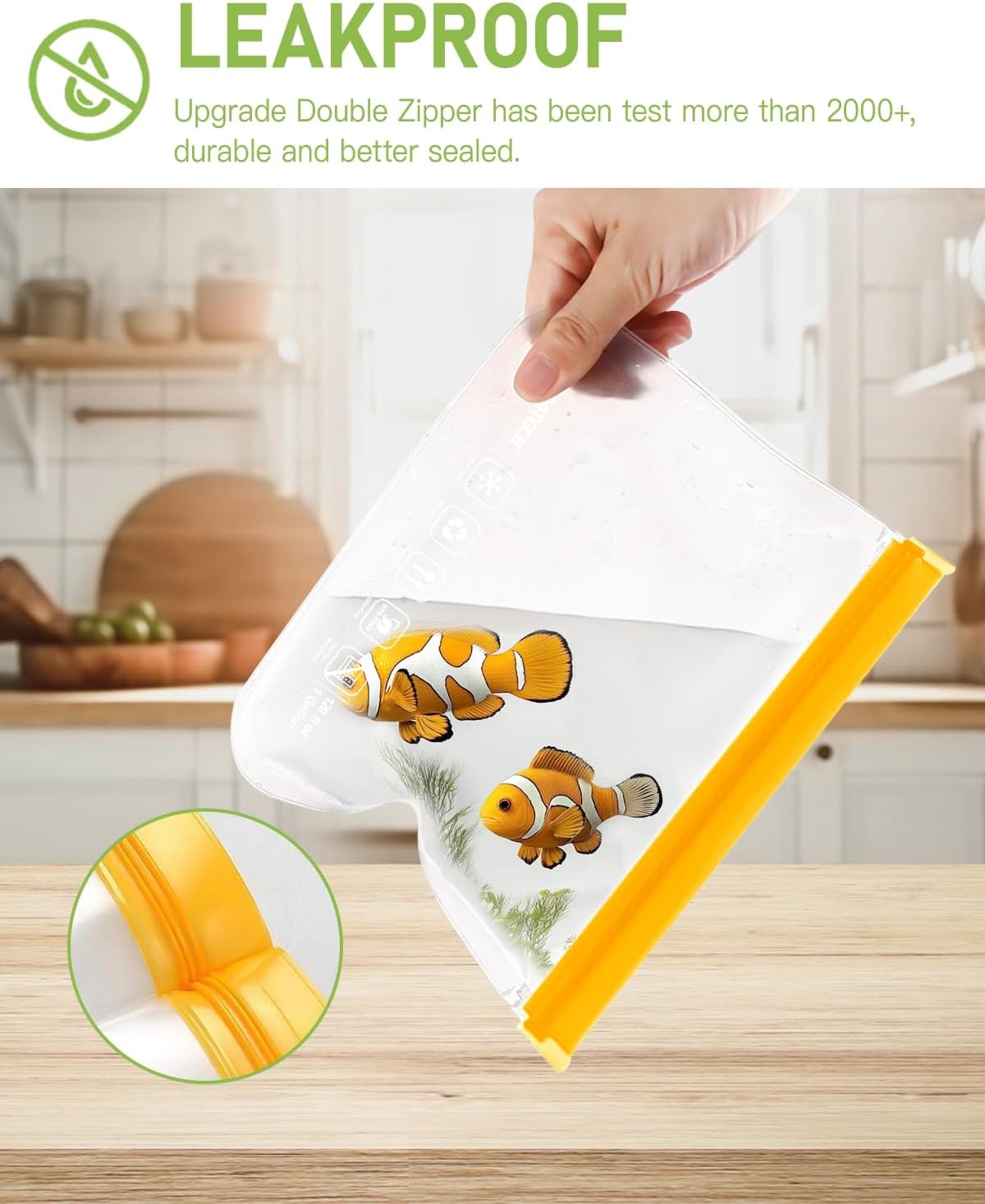 24Pack Reusable Food Freezer Bags Dishwasher Safe, Leakproof Storage Contaizers, Reusable Bags Various Size for Food Storage, BPA Free Resealable Baggies(8Gallon 8Quart 8Snack,Colored)