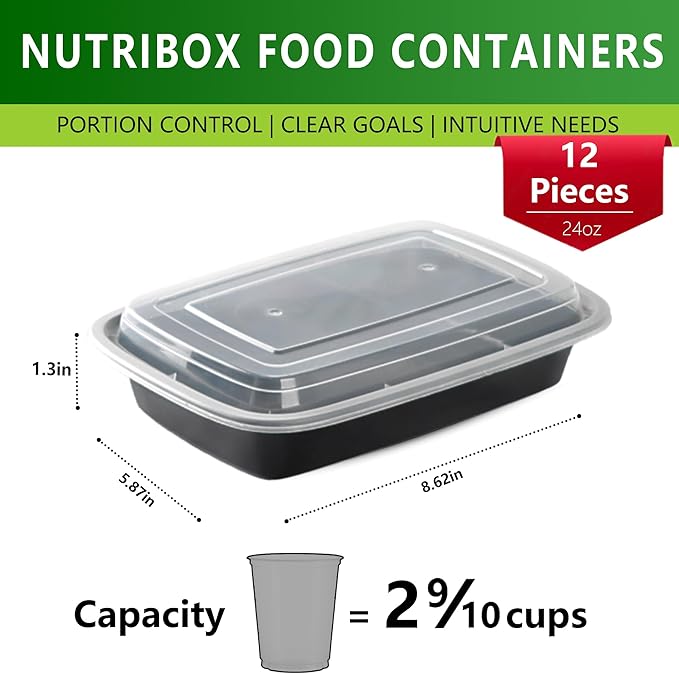 Assorted Meal Prep Containers Bulk 48 Set with Lids and Forks - 20oz - 24oz - 28oz -32oz, Reusable Food Containers Leakproof Snack Container, Freezer Safe and Leakproof Plastic Lunch Take Out Box
