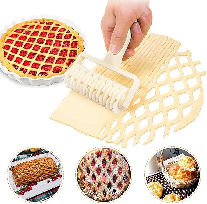Lattice Roller Cutter, Pie Pizza Cookie Dough Roller Lattice Household Baking Pastry Tools(Plastic lattice cutter)