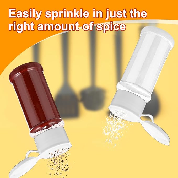 Amyhill 100 Pcs Plastic Spice Bottles Spice Jars Seasoning Jars Shaker Plastic Jars 3.3 Oz/ 100ml Seasoning Shaker with Shaker Lids(White Lid)