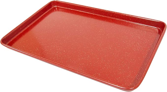 casaWare 2pc Ultimate Commercial Weight 15 x 10 x 1-Inch Cookie Sheet Set (Red Granite)