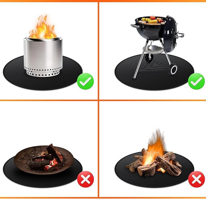 40" Round Fire Pit Mat for Solo Stove Bonfire/Under Grill Mat for Outdoor Grill Fireproof Waterproof Oil-Proof, 4 Layers Fireplace Mat BBQ Mat Solo Stove Mat Fire Pit Pad for Deck Patio Grass Smoker