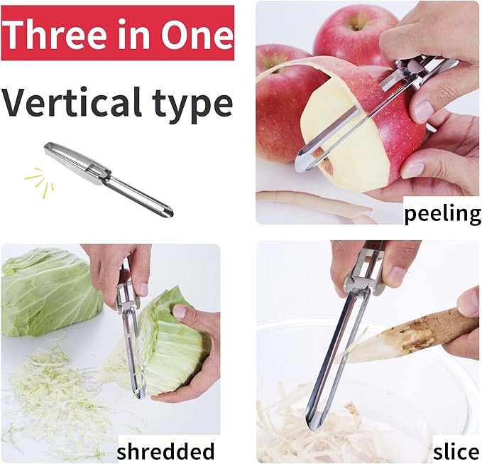 Stainless Steel Peeler, Long Vegetable Peeler, with plastic safety cover, 8.5 inch, Seki Japan