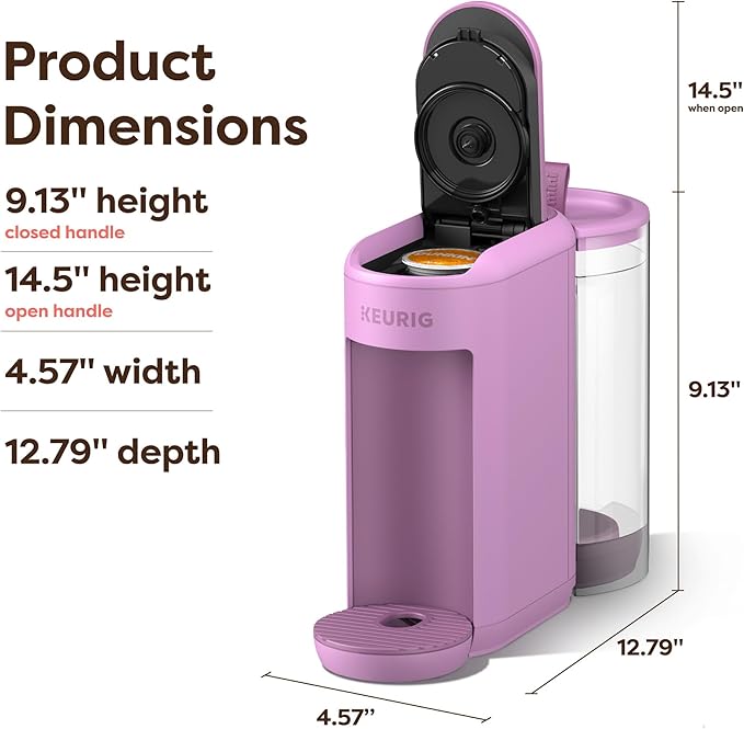 Keurig K-Mini Mate Plus Single-Serve K-Cup Pod Coffee Maker, Compact, 3 Cup Sizes, Brew Over Ice and Strong Button Features, 50 oz Removable Reservoir, Wild Orchid