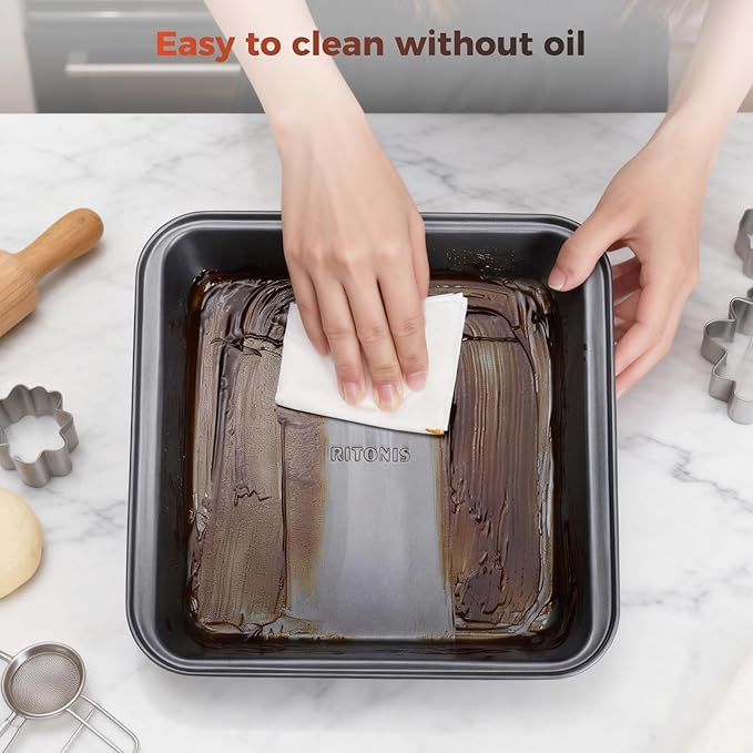 3-Piece Baking Pans Set Non-stick Stackable Bakeware Sets Non Toxic Baking Sheet Set for Cooking，Include Cookie Sheet,Muffin pan,Bread Loaf Pan For Oven,Carbon Steel,with Baking Glove,Black