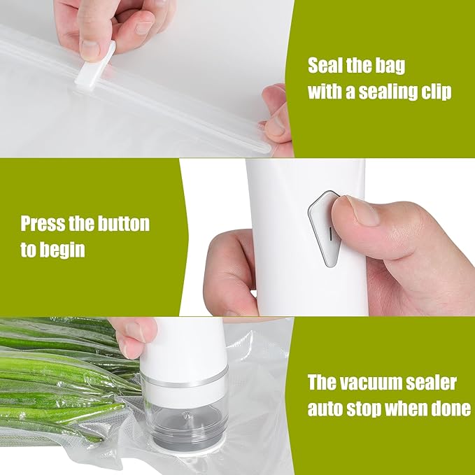 Handheld Vacuum Sealer, Compact Food Vacuum Sealer with 30 Reusable Vacuum Bags, Portable Rechargeable Food Saver for 5X Longer Freshness, with Visible Water Tank