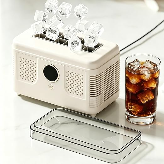 Portable Ice Maker Countertop, Ice Maker Machine with Heat Dissipation Holes, Rapid Ice Making for Milk Tea, Coffee, Juice, Beverages