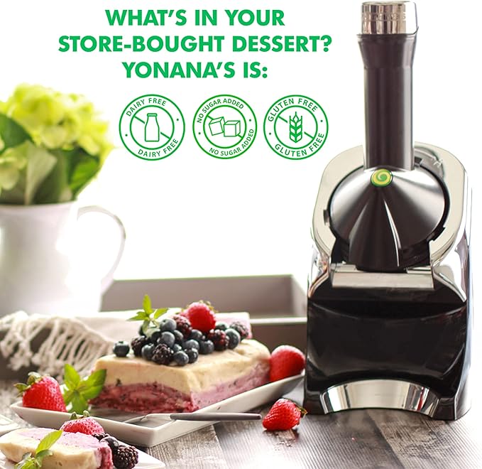 Yonanas 988TL Deluxe Vegan Non-Dairy Frozen Fruit Soft Serve Dessert Maker, BPA Free, Includes 75 Recipes, 200 Watts, Teal