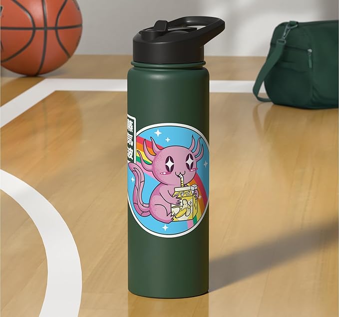 Axolotl Banana Milk Carton Kawaii Retro Rainbow Anime Stainless Steel Insulated Water Bottle