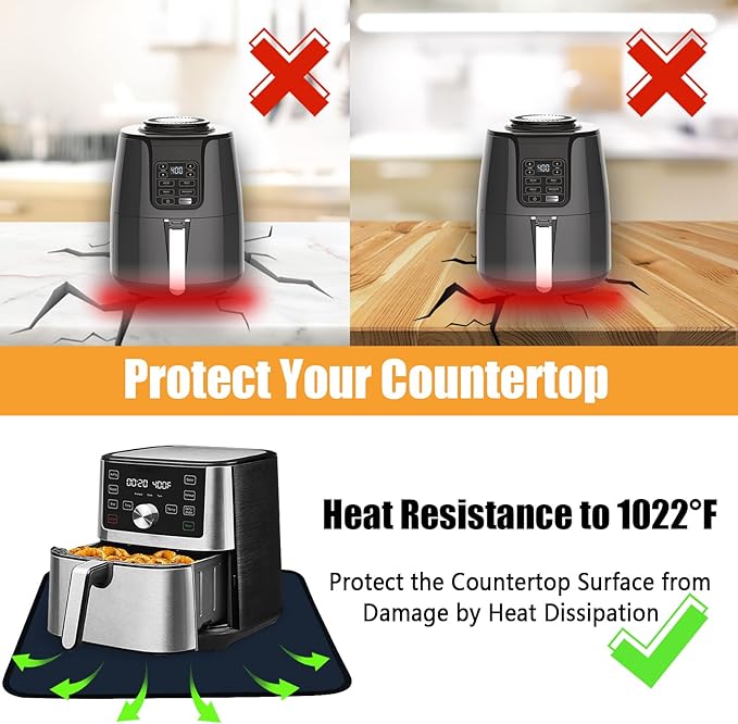 21x24in Heat Resistant Pad, Large Countertop Heat Protector Mat, Hot Pads for Kitchen Under Appliances, Air Fryer Oven Mat