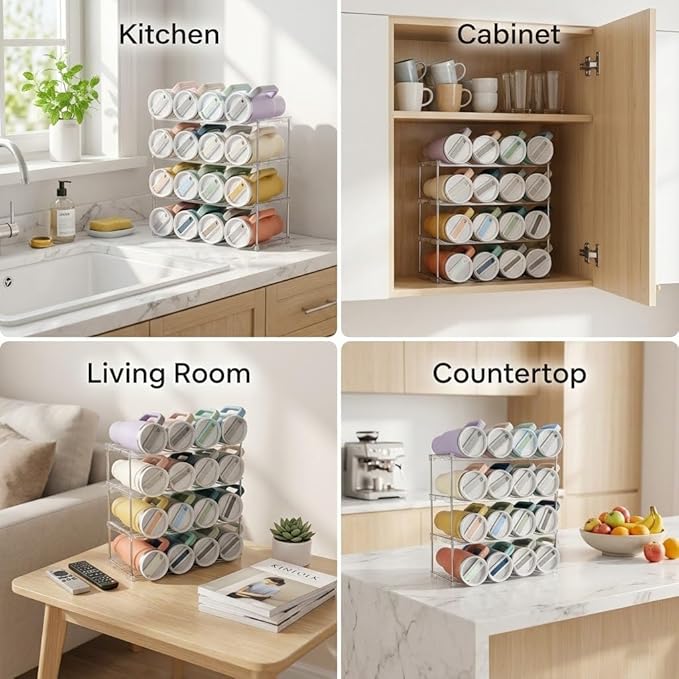 Stackable Water Bottle Organizer for Stanley 40 oz Tumbler, Larger Water Bottle Holder for Kitchen Cabinet, Pantry Organizers and Storage for Stanley Cup and Tumbler Organizer, Hold 8 Bottles