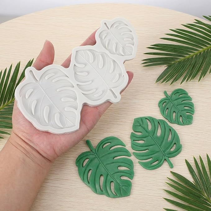 Leaves Fondant Molds, Monstera Leaf Molds Silicone Small Tropical Leaf Silicone Mold Cake Decorating Polymer Clay Mold for Candy Chocolate Baking Cookie Pastry