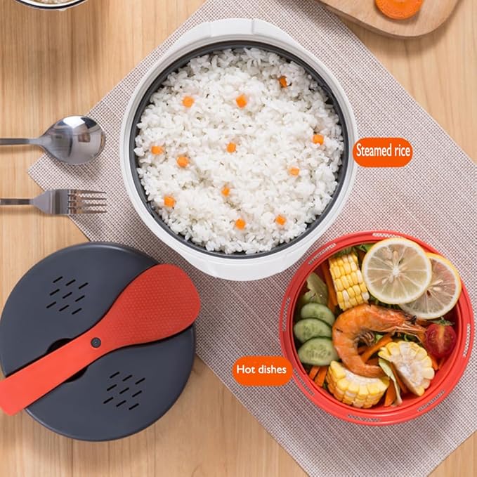 Microwave Rice Cooker Steamer, Microwave Pasta Cooker with Strainer, 2 L Microwave Cookware Set for Rice, Pasta, Vegetables, Quinoa, Oatmeal, Ramen Non stick (orange+Steamed vegetable plate)
