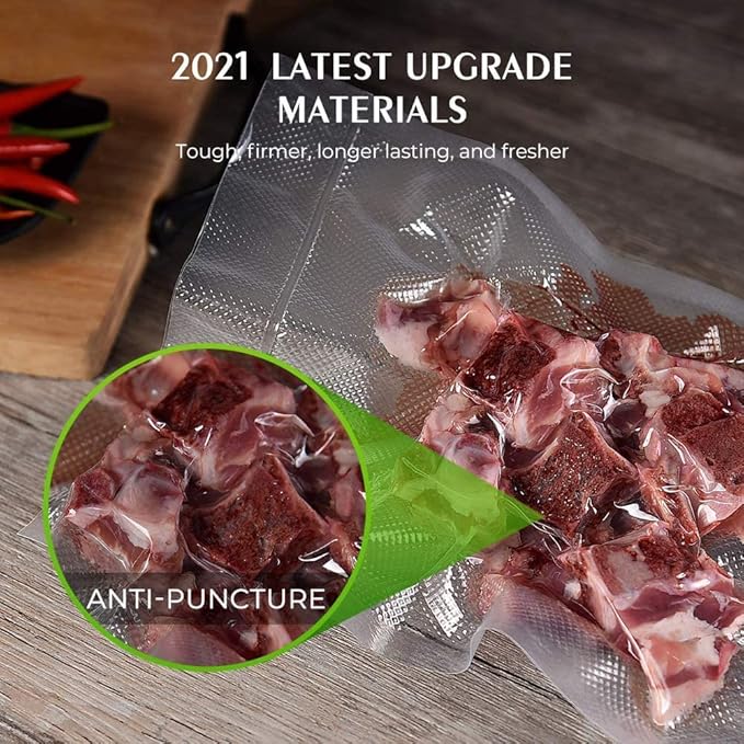 Vacuum Sealer Bags For Food: 6 Pack 3 Rolls 11" x 20' + 3 Rolls 8" x 20' - Commercial Grade BPA Free Bag Rolls - Durable Cut-to-Length Food Vac Bags for Sous Vide Cooking Puncture Prevention