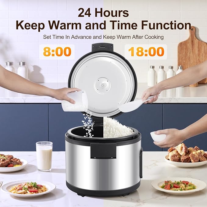 Commercial Rice Cooker, 15.85QT/84 Cups Cooked Rice 15L Large Capacity Rice Cooker & Warmer, 1550W Fast Rice Cooker with 6 Preset Functions, LED Display, Non-stick Inner Pot for 25-35 People Use