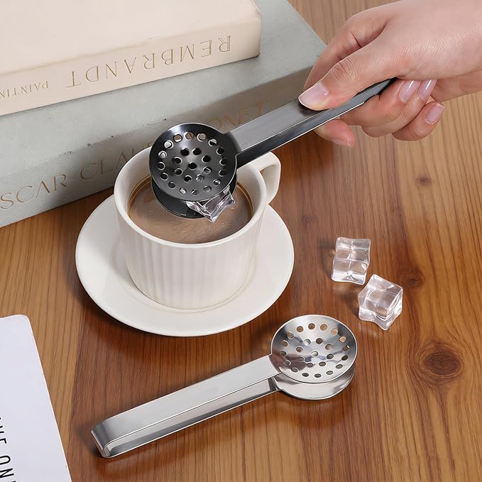 2 Pcs Tea Bag Squeezer Tongs Tea Filter Spoon Clamp Stainless Steel Teabag Strainer Dispenser for Kitchen Bar Tools(Black Silver)