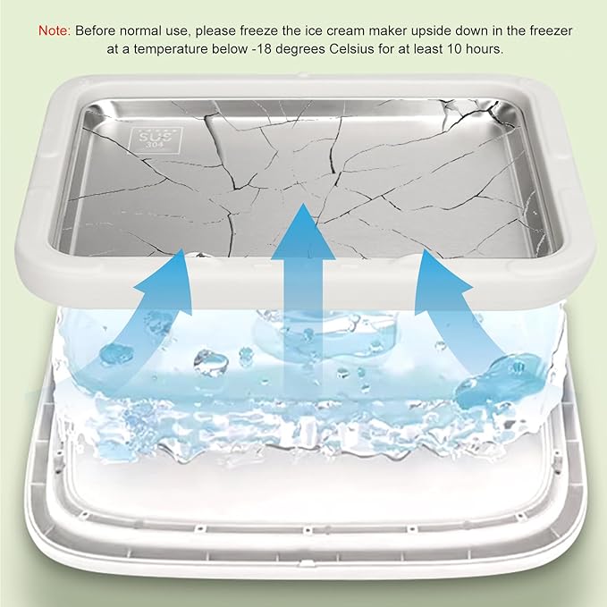 Rolled Ice Cream Maker Kit, At-Home Instant Freeze Plate with 2 Scrapers, 9×7 inch, DIY Stainless Steel 304 Homemade Iced Tray, Fun Family Activity (white)