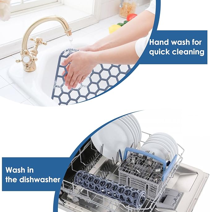 Bestjing 2 Pack Silicone Sink Protectors for Kitchen Sink with Center Drain - 12" x 11" Kitchen Accessory, Non-Slip Heat-Resistant Mat for Bottom of Porcelain Stainless Steel, Dishwasher Safe
