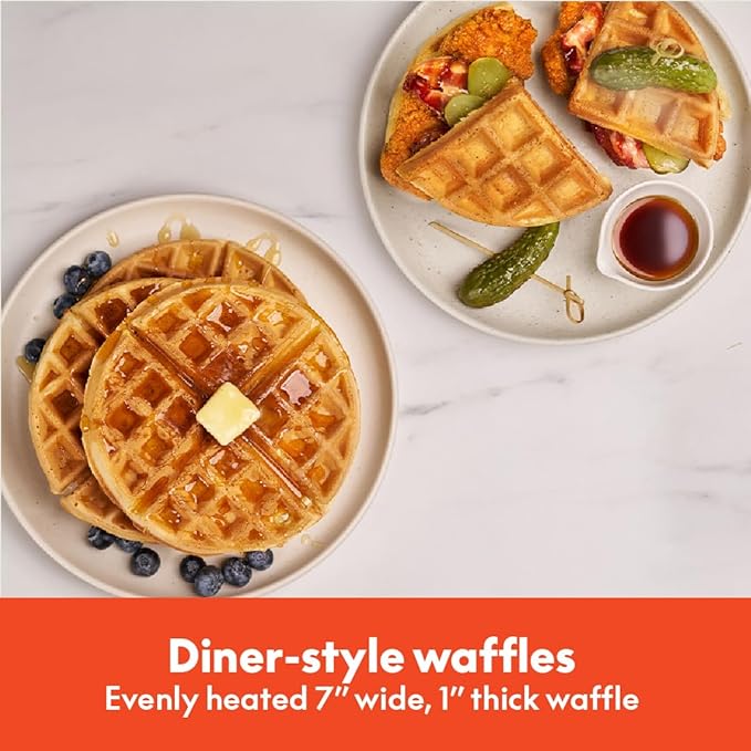 bella Flip-n-Store Waffle Maker, EverGood™ Ceramic Nonstick Coating, Fits-anywhere™ Kitchenware, Power Indicator Light & Touch Handle, 7” Wide & 1" Deep Plates, 1000 Watt, Surf