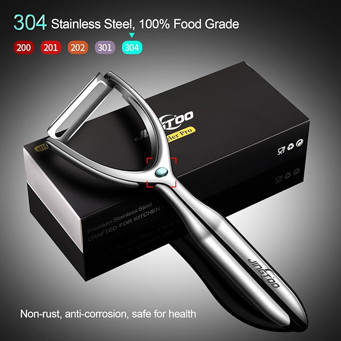 Vegetable Peeler Stainless Steel, Premium Potato Peelers for Kitchen, Ultra Sharp Fruit Veggie Peeler Rotary Blade, Y Shaped Apple Cucumber Ergonomic Peelers Handle - 5 Years Warranty (Plain)