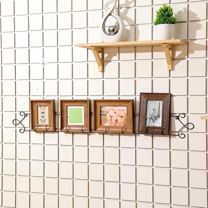 2 Pcs Horizontal Plate Rack Black Large Plate Hangers for the Wall Metal Decorative with 4 Non Adjustable Brackets for Collectible Plates Dishes Plaques