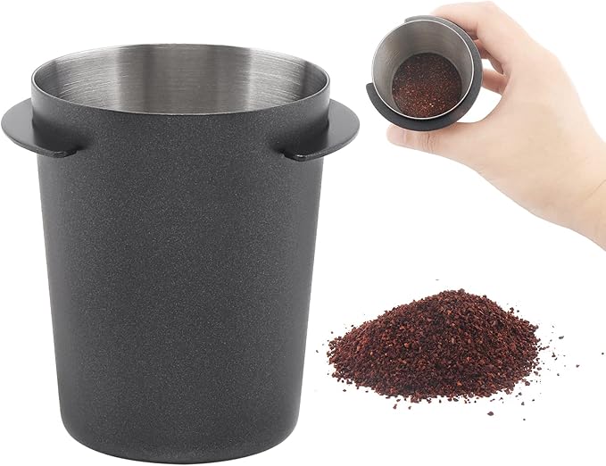 Coffee Dosing Cup 54mm, Stainless Steel Espresso coffee Dosing Cup Espresso coffee Machine Accessories, Coffee Powder Feeder Part coffee Grinder Powder cup Compatible (1, Black, 54mm)
