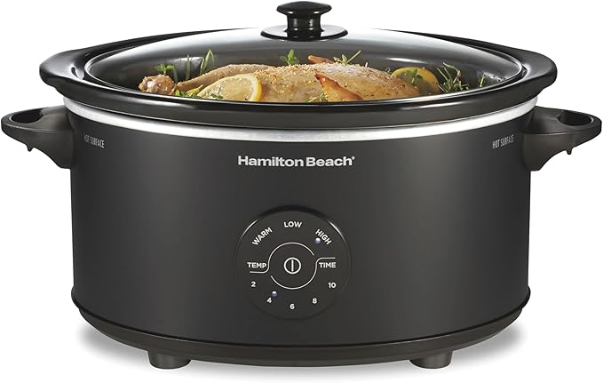 Hamilton Beach 6 Quart Set & Forget Programmable Slow Cooker, 15 Cooking Options With 5 Time and 3 Heat Options, Large Dishwasher Safe Stoneware Crock and Glass, Black (33762)