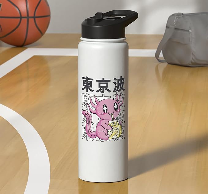 Kawaii Axolotl Banana Milk Carton Girls Teen Anime Stainless Steel Insulated Water Bottle