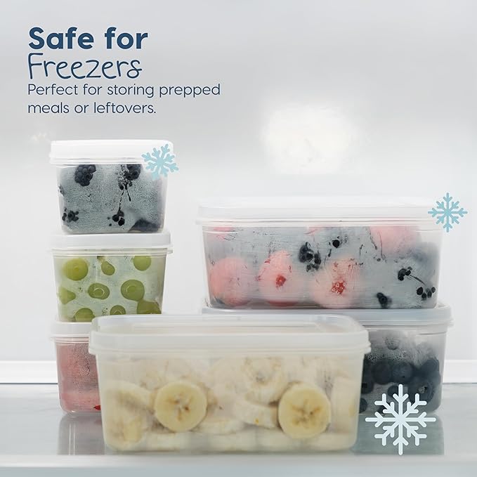 IRIS USA 44 PC Plastic Food Storage Containers With Lids | 22 Meal Prep Containers & 22 Lids | Leftovers Office Lunch Snack Fruit, Microwave Dishwasher Freezer Safe, BPA Free