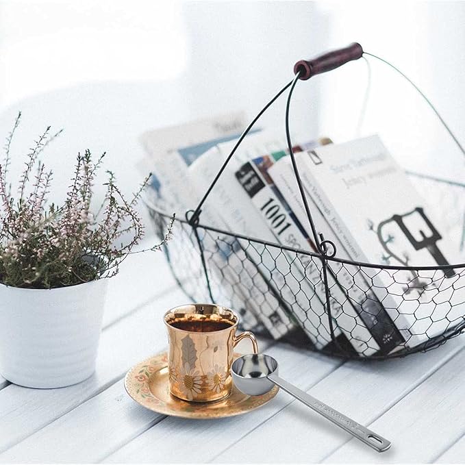 2 Pcs Coffee Scoop 18/8 Stainless Steel Measuring Coffee Spoon Set 1 Tablespoon (15ML) & 2 Tablespoon (30ML) Long Handle Spoons Metal Tablespoon for Coffee Tea Milk Powder Coffee Beans Sugar Flour